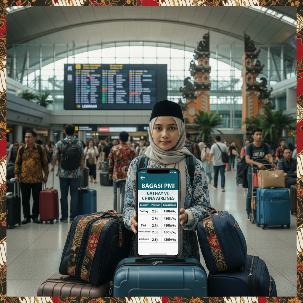 Bagasi PMI dari Hong Kong & Taiwan: Cathay vs EVA vs China Airlines (Tabel 30 vs 40 vs 50 kg + Bagasi Ekstra IDR) 2026