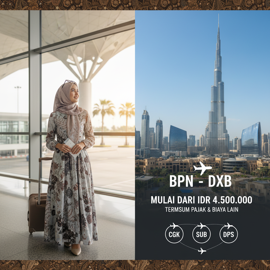 Tiket Pesawat Balikpapan (BPN) ke Dubai (DXB) — Jadwal, Harga IDR, Maskapai PMI | 2026