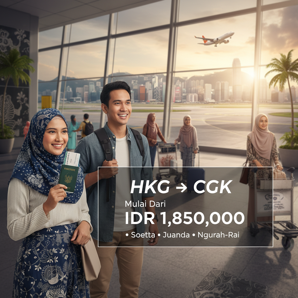 Tiket Pesawat Hong Kong (HKG) ke Jakarta (CGK) — Jadwal, Harga IDR, Maskapai PMI | 2026