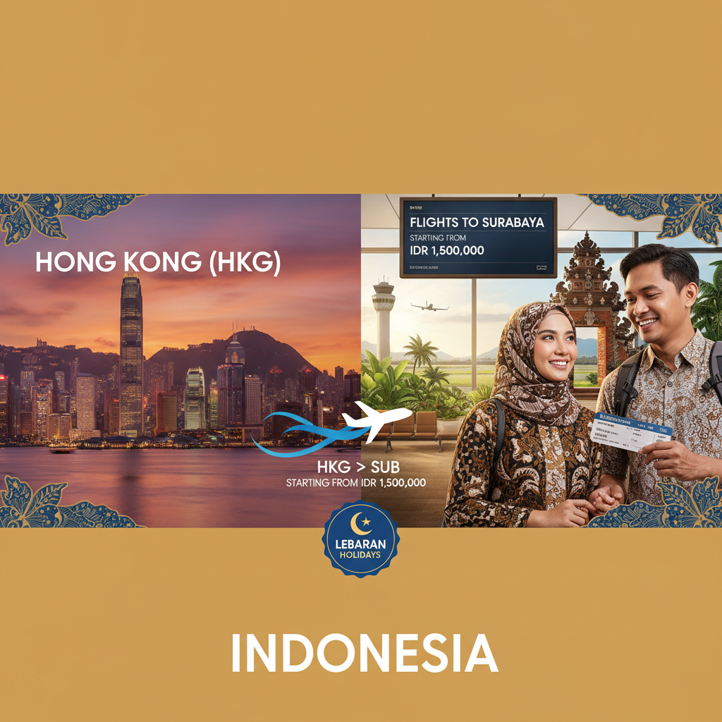 Tiket Pesawat Hong Kong (HKG) ke Surabaya (SUB) — Jadwal, Harga IDR, Maskapai PMI | 2026