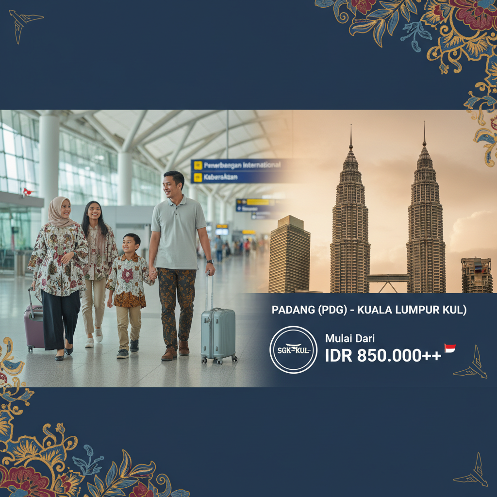 Tiket Pesawat Padang (PDG) ke Kuala Lumpur (KUL) — Jadwal, Harga IDR, Maskapai PMI | 2026