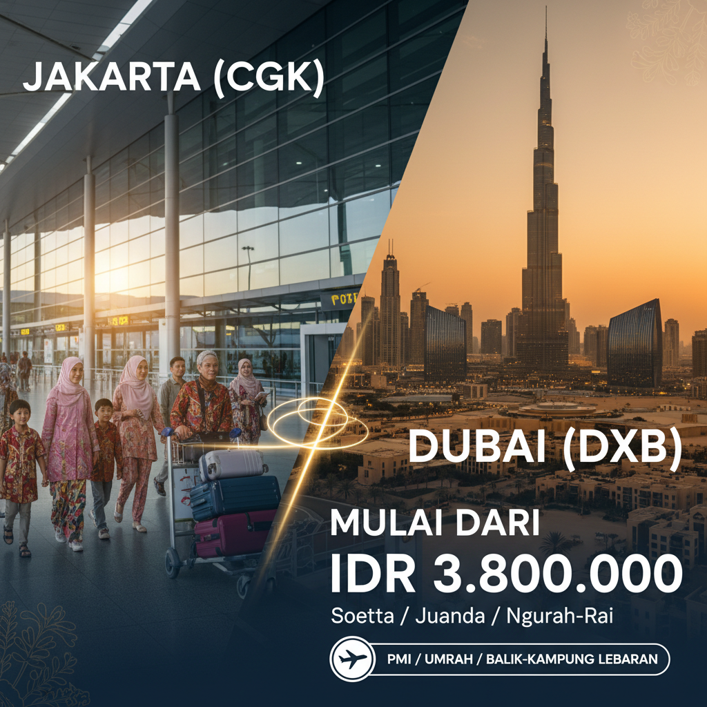 Tiket Pesawat Surabaya (SUB) ke Dubai (DXB) — Jadwal, Harga IDR, Maskapai PMI | 2026