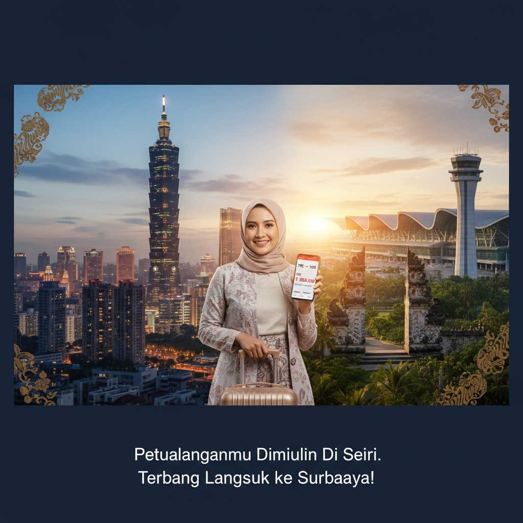 Tiket Pesawat Taipei (TPE) ke Surabaya (SUB) — Jadwal, Harga IDR, Maskapai PMI | 2026