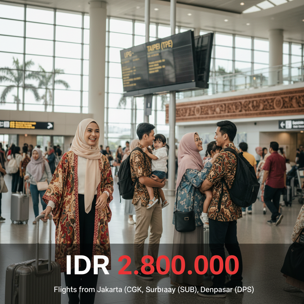Tiket Pesawat Makassar (UPG) ke Taipei (TPE) — Jadwal, Harga IDR, Maskapai PMI | 2026
