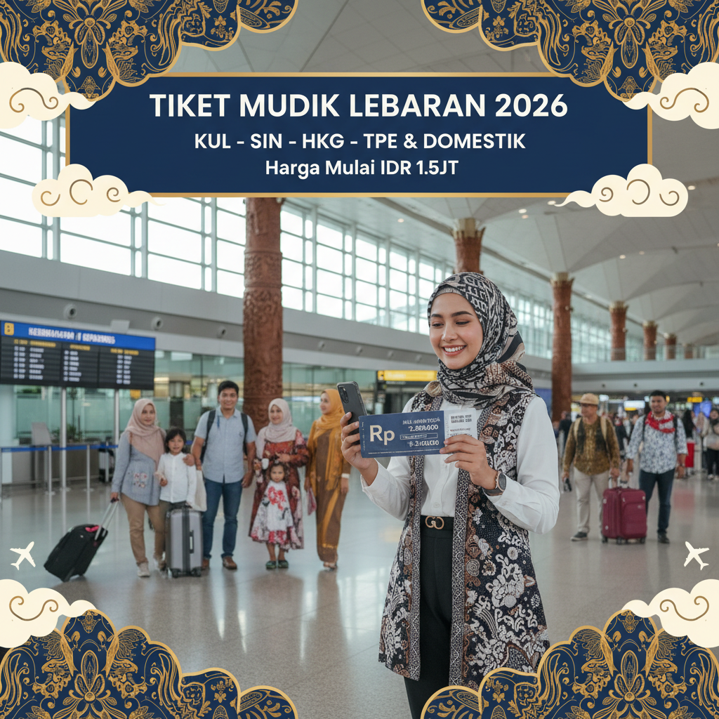Tiket Mudik Lebaran 2026 dari KL, Singapura, Hong Kong, Taipei: Kapan Booking, Mana Termurah (6 Koridor × 4 Pekan)